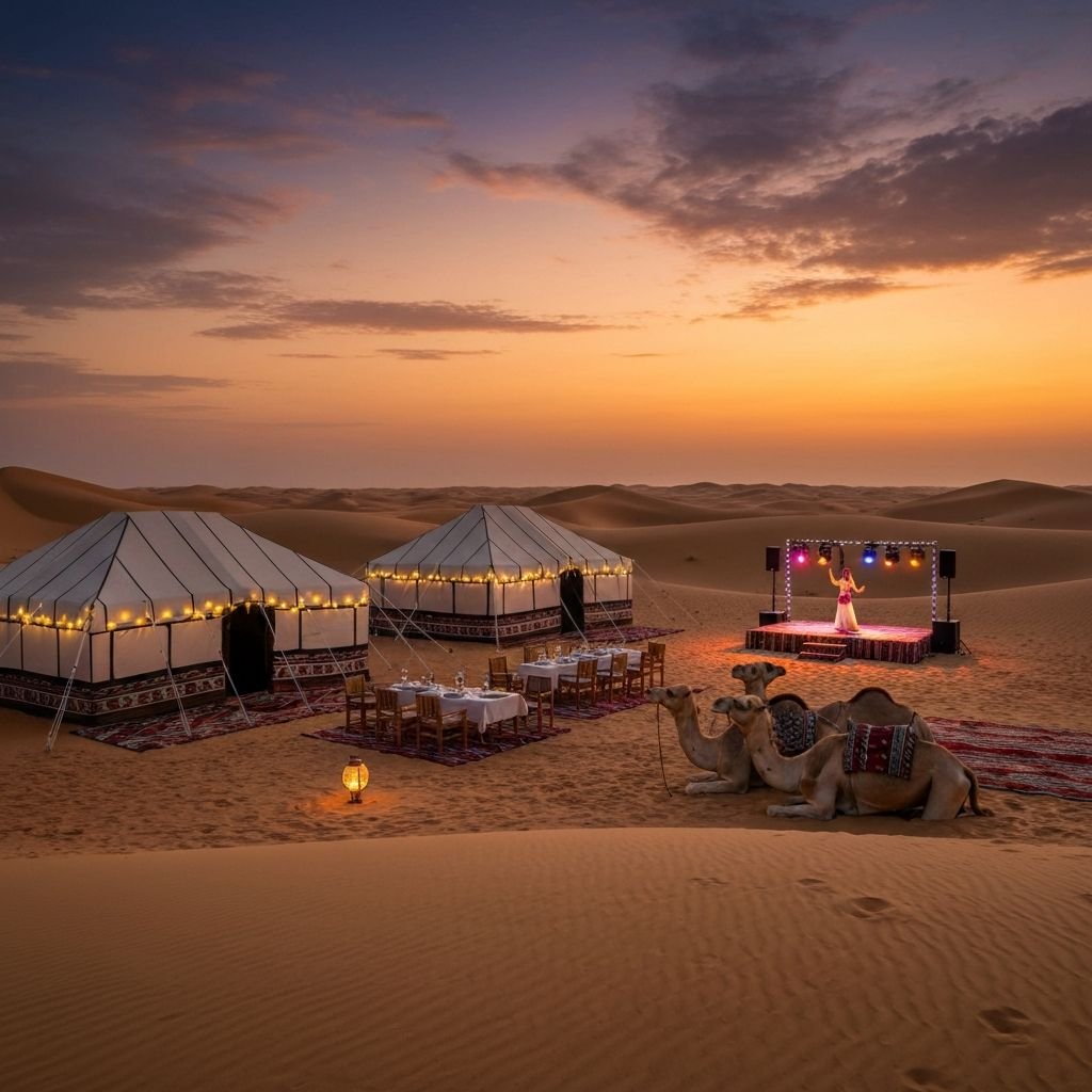 Best evening desert safari camp setup Dubai