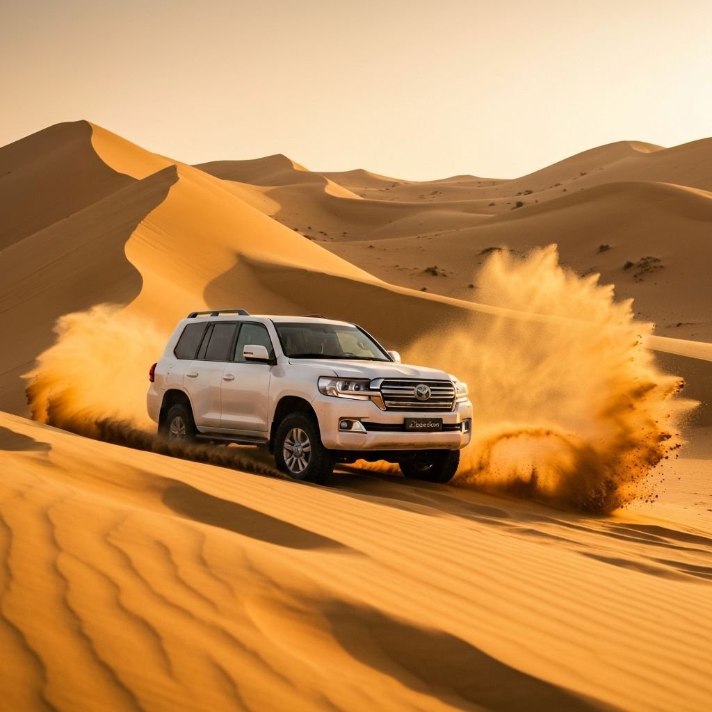 Best Dubai desert safari dune bashing across golden sand dunes